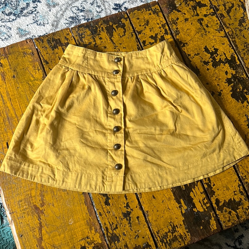 High Waisted Mustard Yellow Flowy lined Skirt